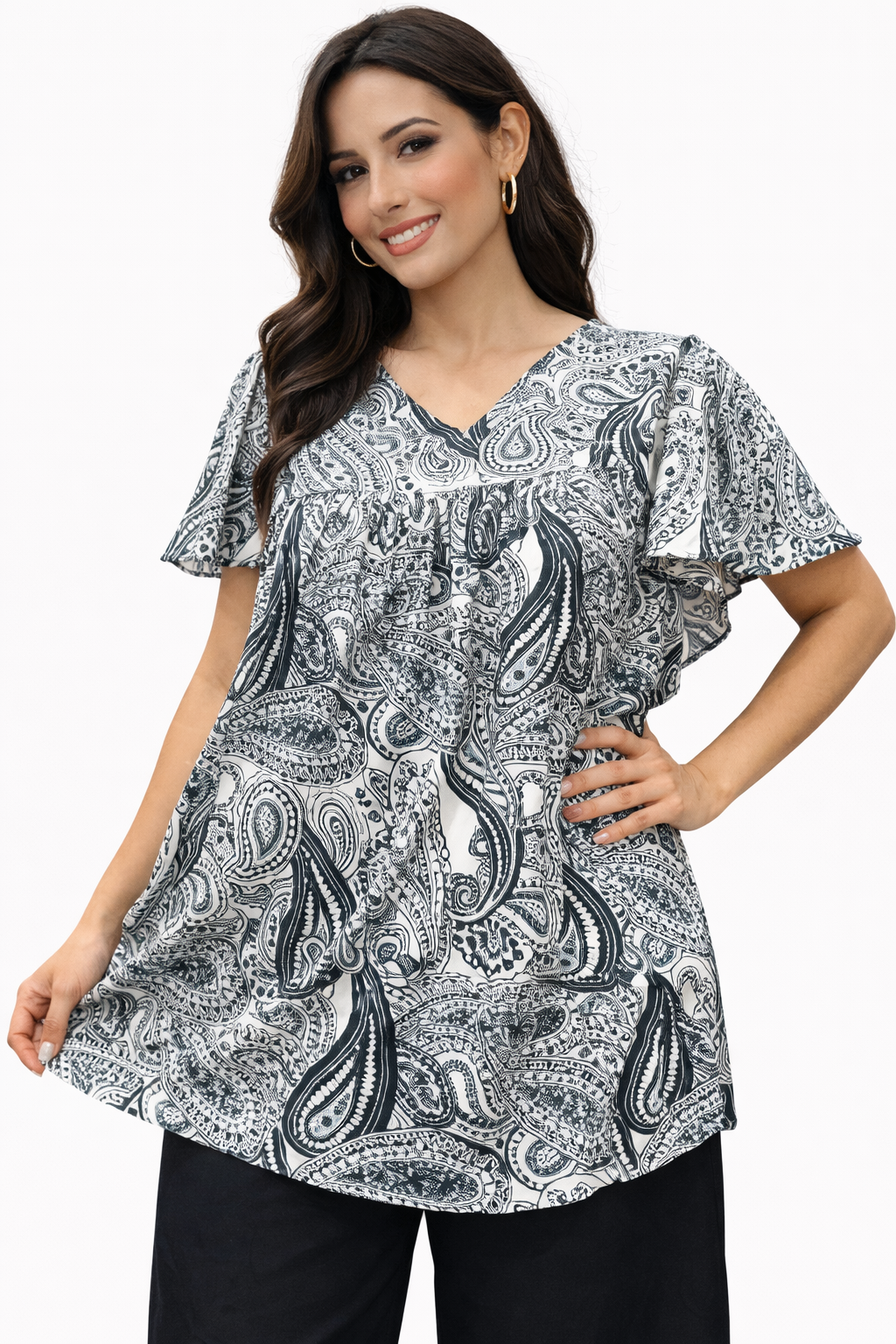Women's Printed Top with Sleeves