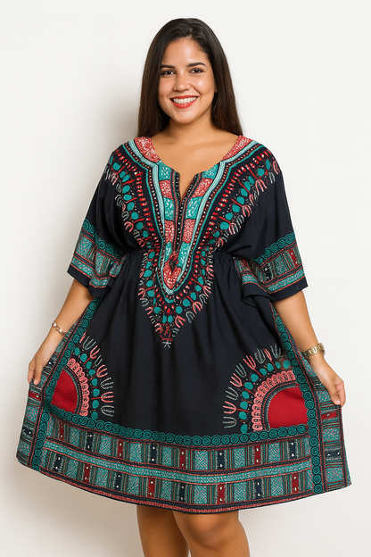 Manta de Dama con Estampado Afrocaribeño Negro