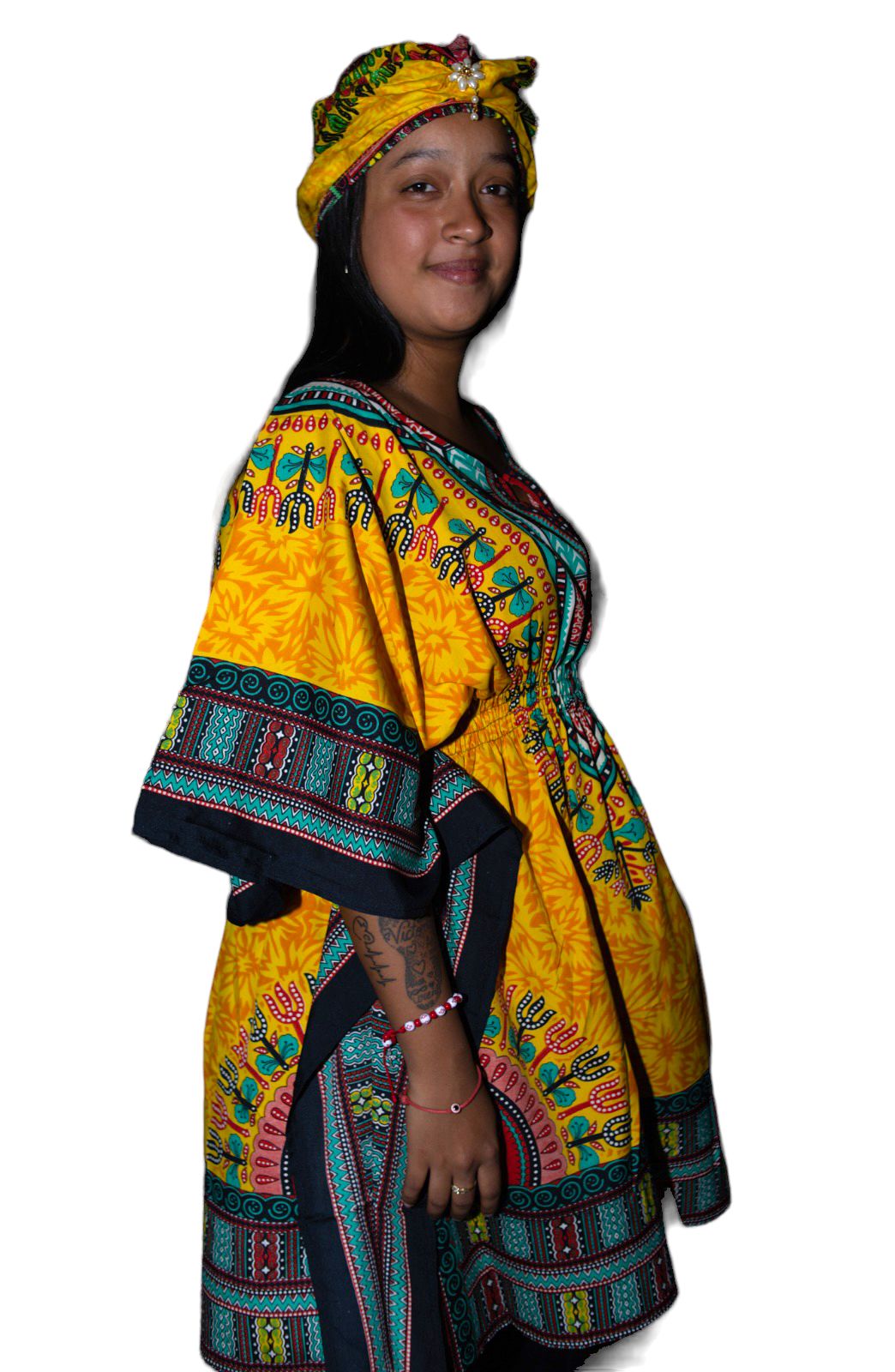 Manta de Dama con Estampado Afrocaribeño Amarillo