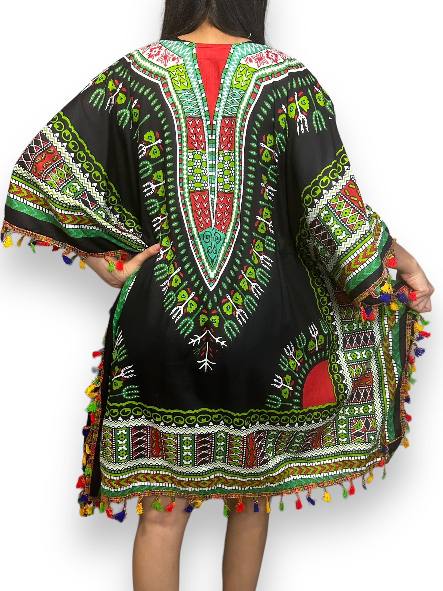 Vestido de Dama Estampado Negro Afrocaribeño