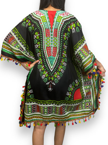 Vestido de Dama Estampado Negro Afrocaribeño