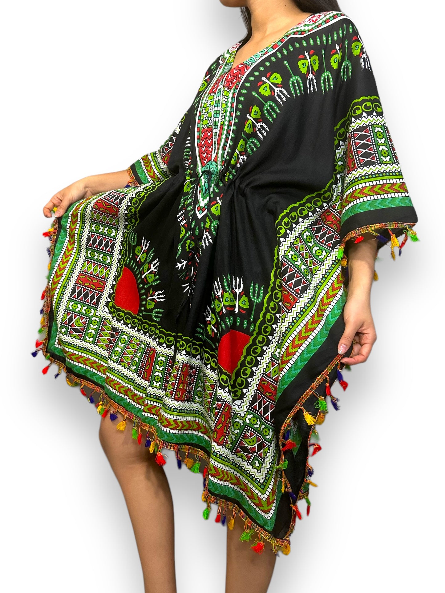 Vestido de Dama Estampado Negro Afrocaribeño