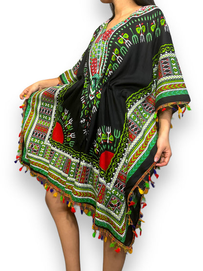 Vestido de Dama Estampado Negro Afrocaribeño