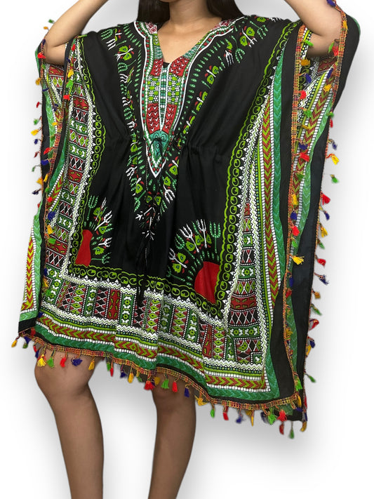 Black Afro-Caribbean Print Dress for Women
