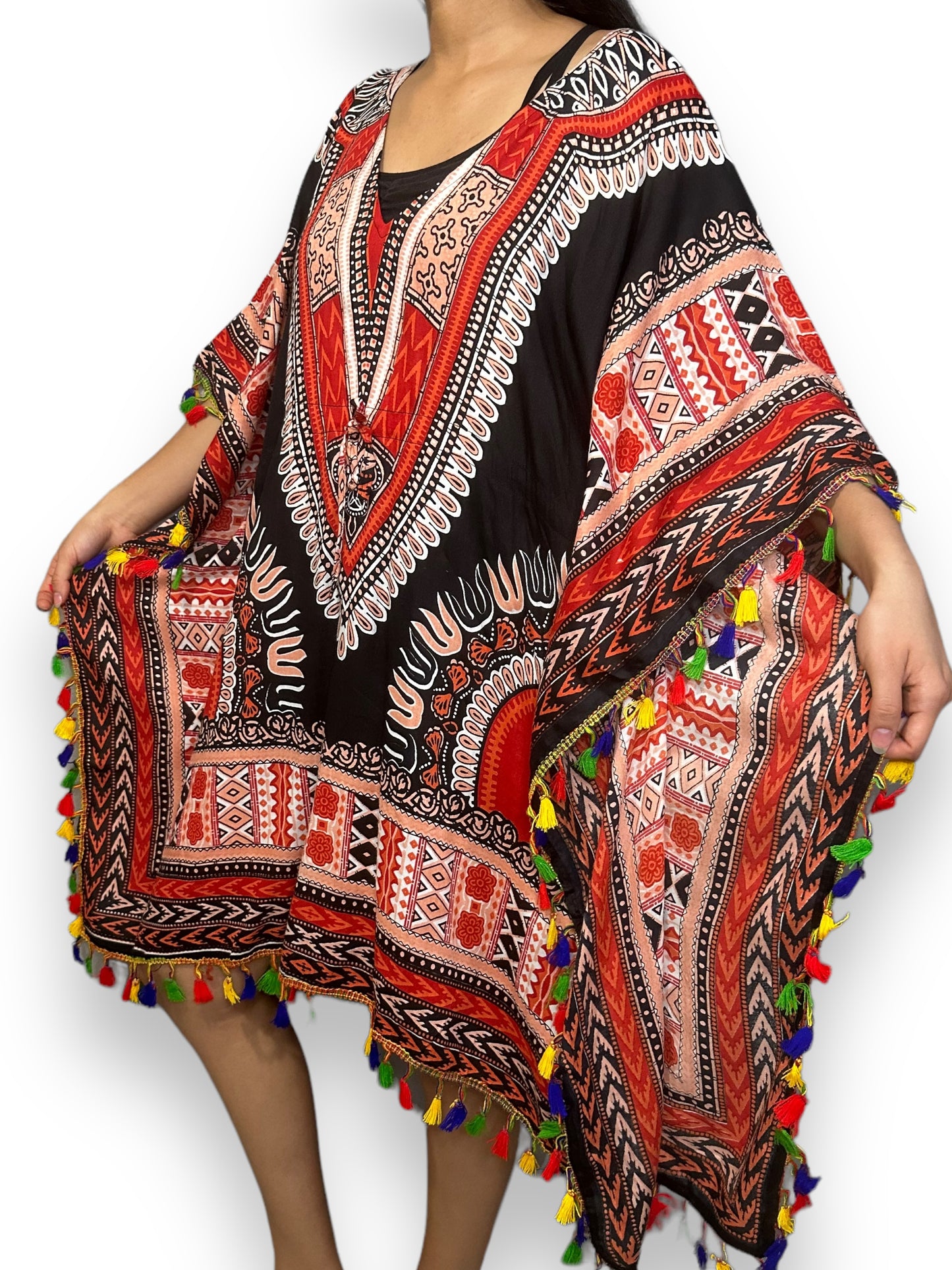 Vestido de Dama Estampado Negro Afrocaribeño