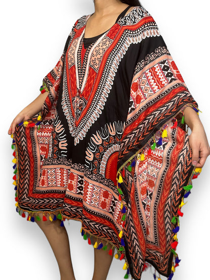 Vestido de Dama Estampado Negro Afrocaribeño