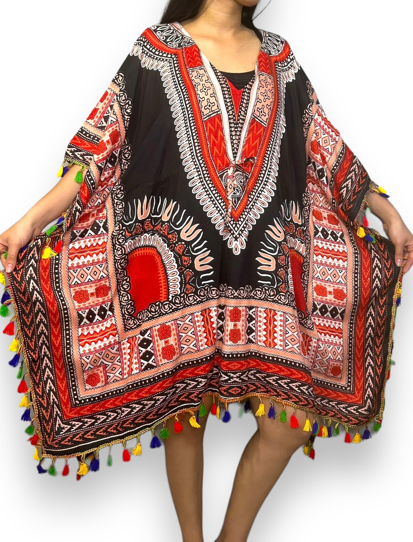 Vestido de Dama Estampado Negro Afrocaribeño