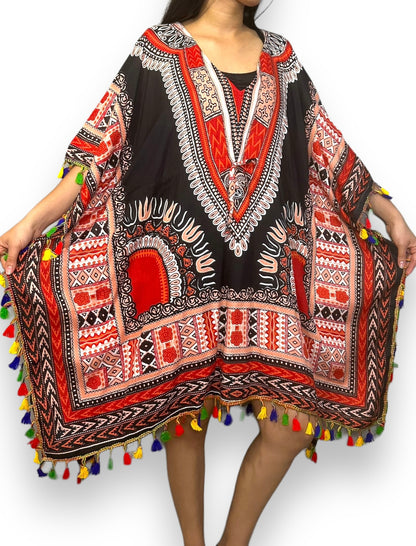 Vestido de Dama Estampado Negro Afrocaribeño