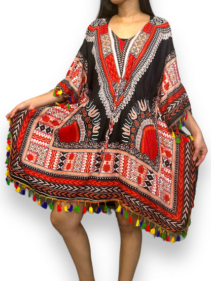 Vestido de Dama Estampado Negro Afrocaribeño