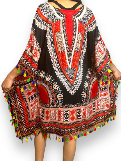 Vestido de Dama Estampado Negro Afrocaribeño