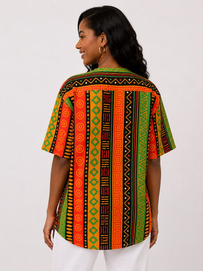 Afro-Caribbean Women's Blouse with buttons