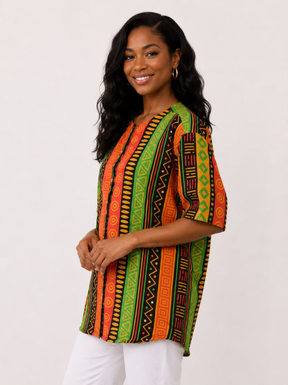 Afro-Caribbean Women's Blouse with buttons