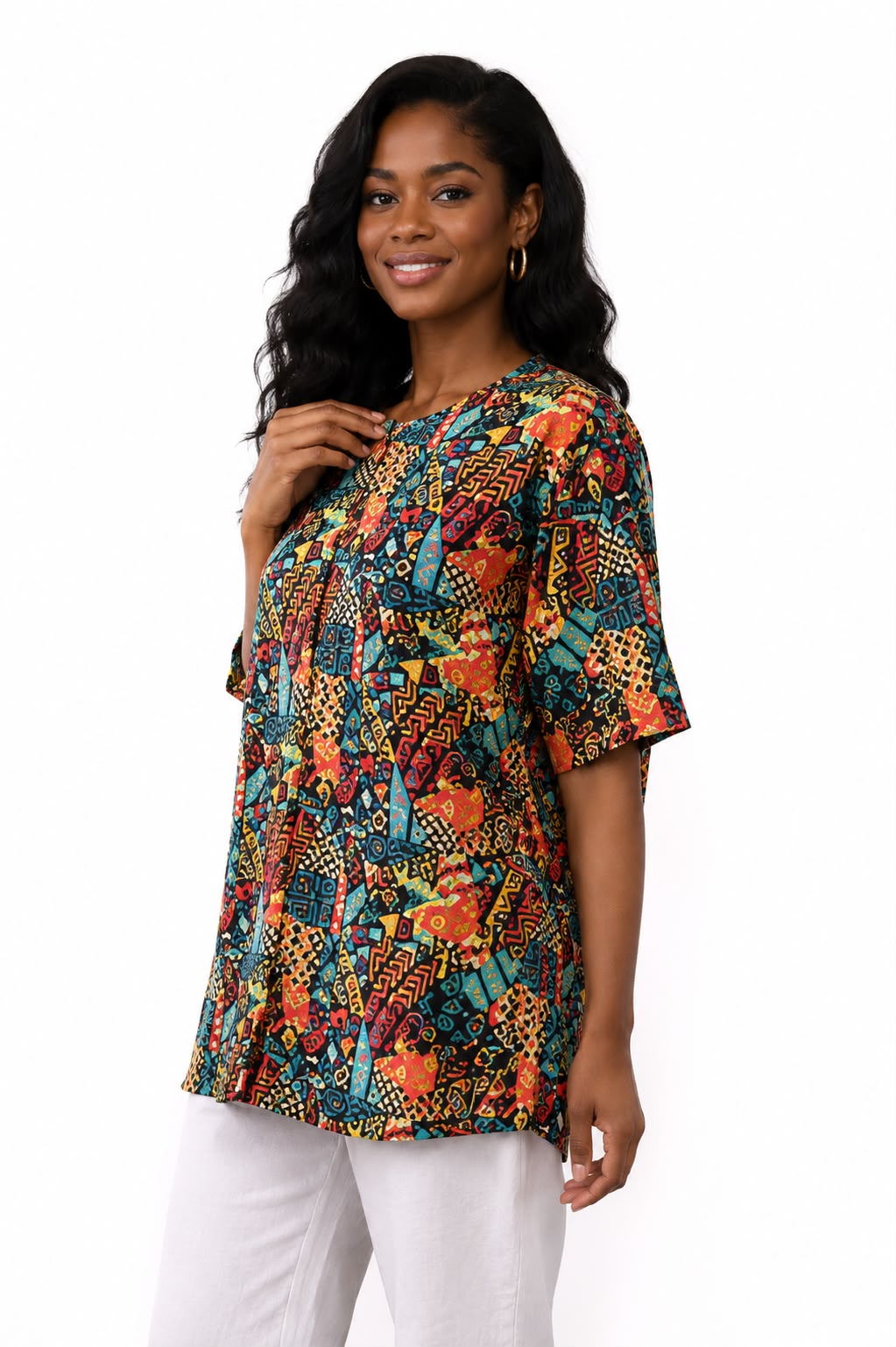 Afro-Caribbean Women's Blouse with buttons