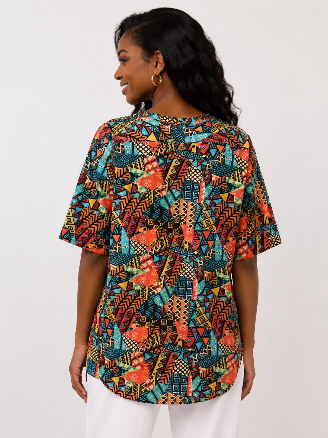 Afro-Caribbean Women's Blouse with buttons