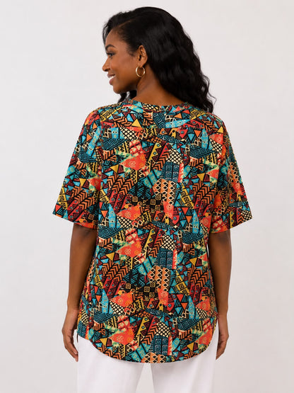 Afro-Caribbean Women's Blouse with buttons