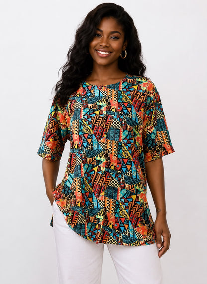 Afro-Caribbean Women's Blouse with buttons