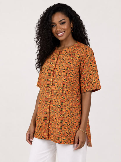 Afro-Caribbean Women's Blouse with buttons