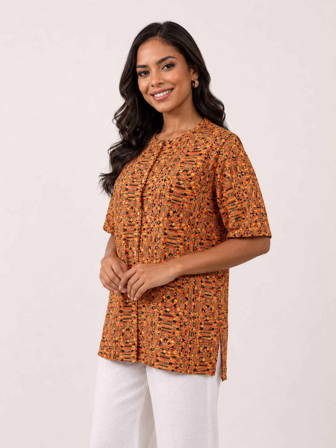 Afro-Caribbean Women's Blouse with buttons