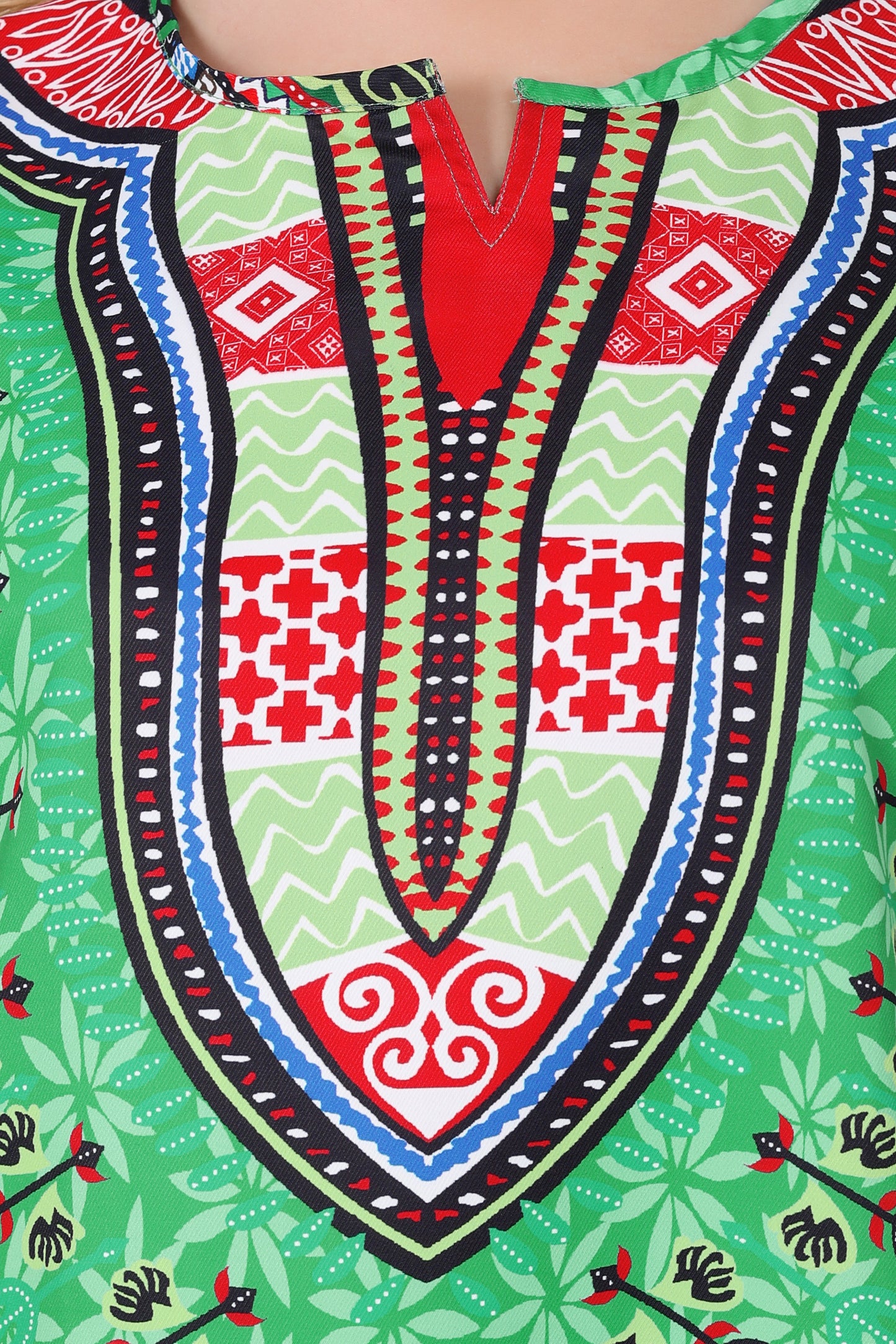 Blusa Afrocaribeña de Dama Estampado Verde
