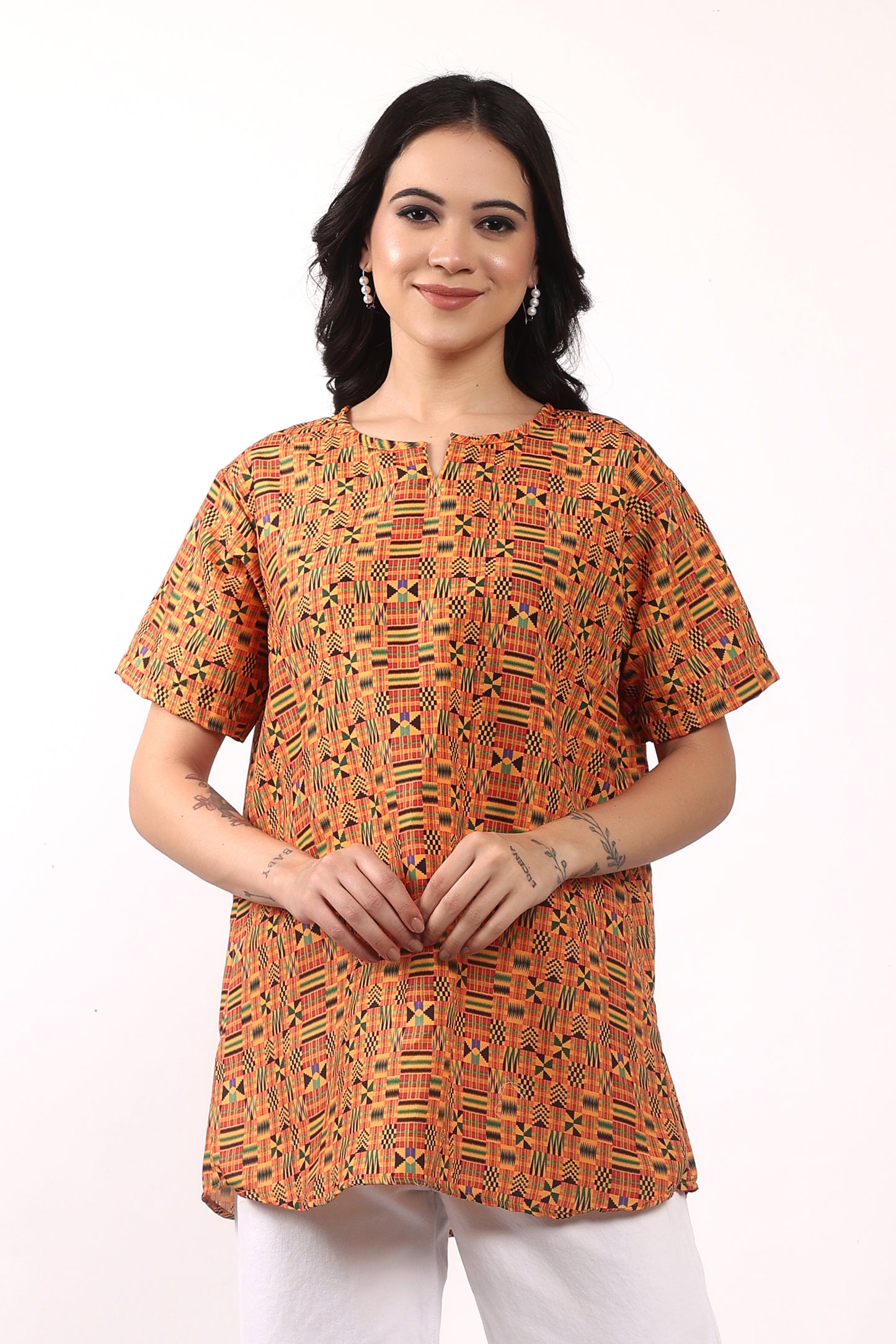 Set Traje Afrocaribeño de Dama de 3 piezas. Blusa, Short y Turbante. Celebracion Afrodescendiente Dia del Negro