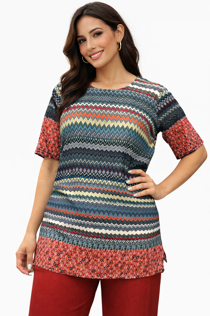 Blusa de Dama Estampado con Mangas