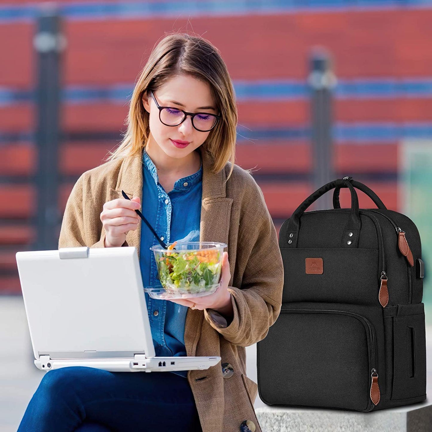 Bulto Mochila Lonchera Matein Negro 15.6 pulgadas