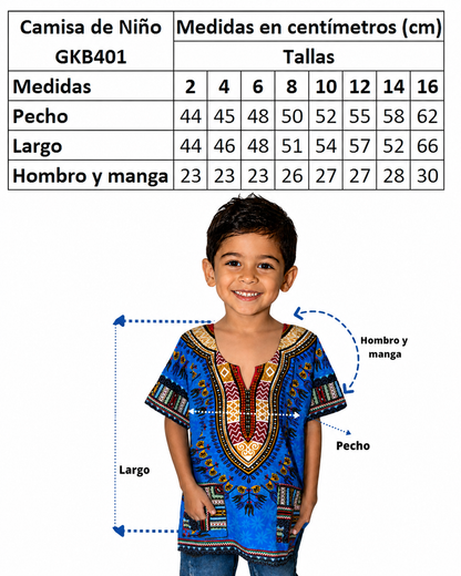 Afro-Caribbean Yellow Dashiki Shirt for Boys with Pockets
