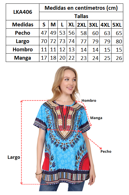 Blusa Afrocaribeña de Dama