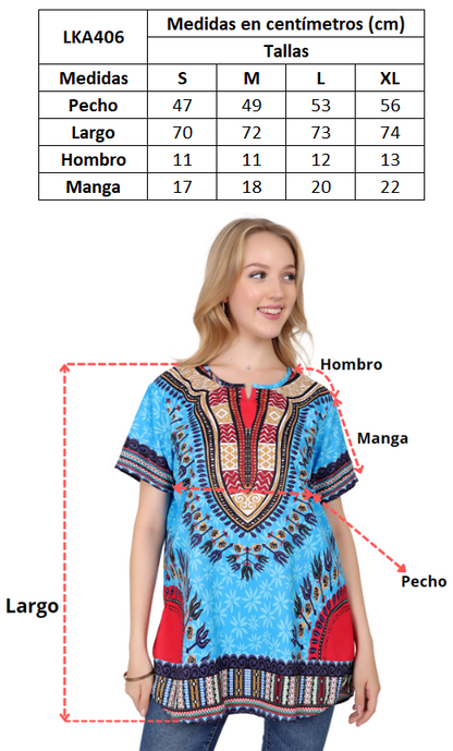 Blusa Afrocaribeña de Dama Estampado Amarillo