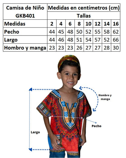 Oferta Combo Camisa Dashiki Afrodescendiente Amarillo de Niño + Sombrero (Kufi) Combinado