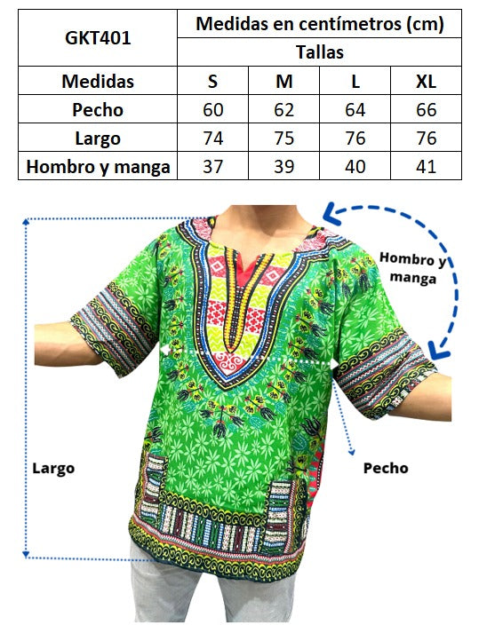 Camisa de Hombre con Estampado Afrocaribeño Verde