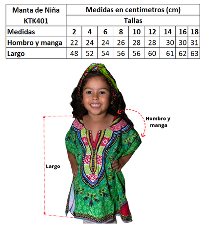 Top Manta de Niña con Estampado Afrocaribeño Azul