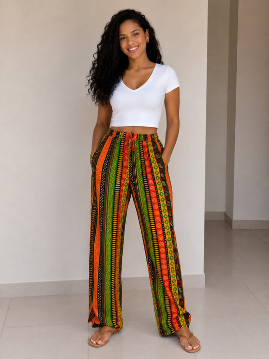 Pantalón De Dama Estampado Afrocaribeño