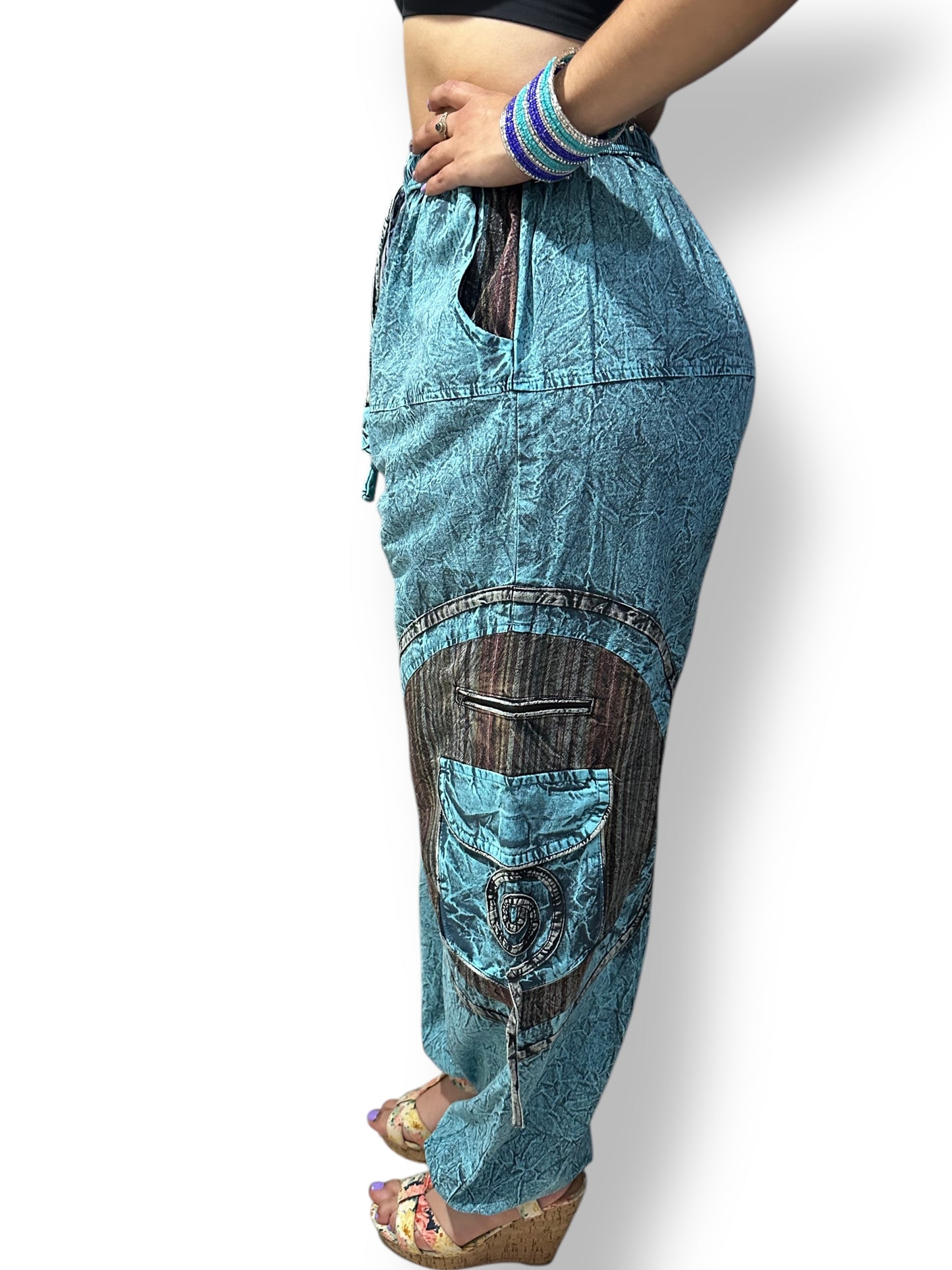 Pantalón  de Dama Bohemio con Detalles Bordados y Cintura Ajustable