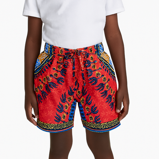 Short Afrocaribeño de Niño o Niña (Unisex) Estampado Naranja