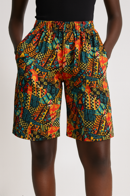 Set Traje Afrocaribeño de Dama de 3 piezas. Blusa, Short y Turbante. Celebracion Afrodescendiente Dia del Negro