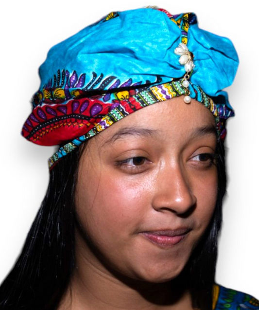 Turbante Afrocaribeño Azul de Dama