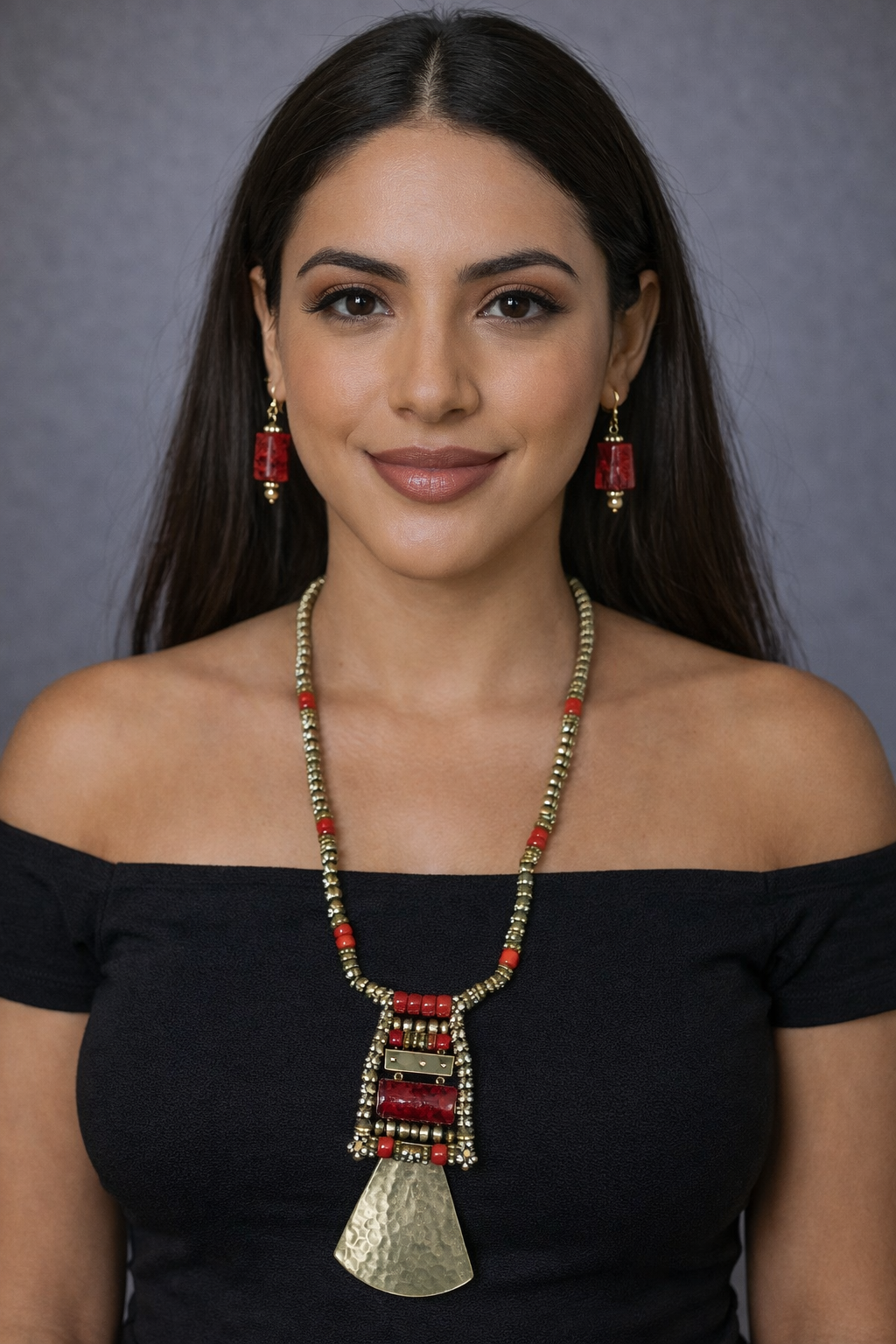 Set Collar y Aretes Tierra Roja