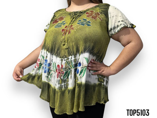 Blusa de Dama Verde con Mangas