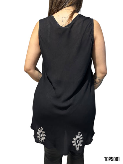 Top de Dama Azul Turquesa sin Mangas
