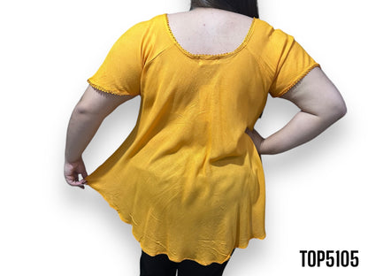 Top Blusa de Dama Naranja con Mangas