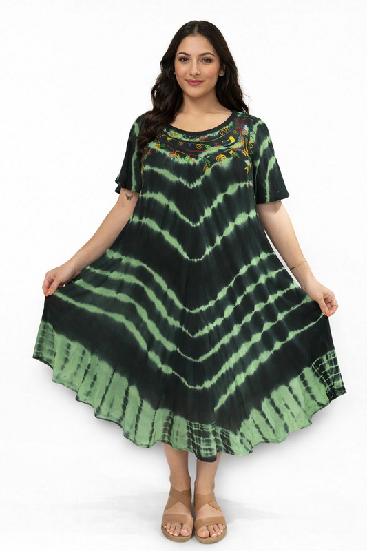 Black and Green Tie-Dye Dress