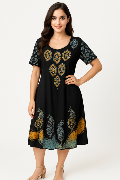 Vestido Estampado de Dama con mangas BL317