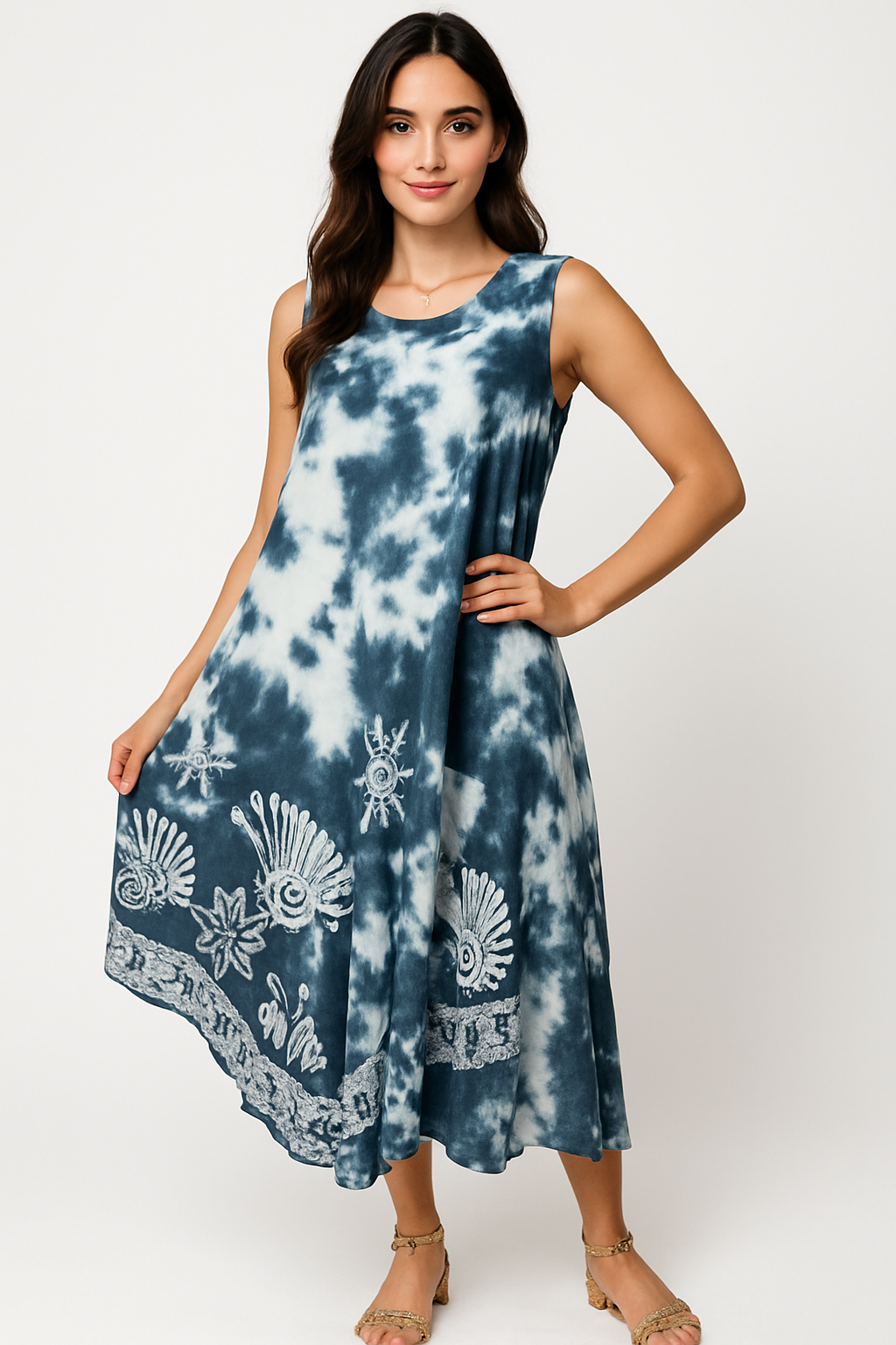 Vestido de Dama Largo Estampado GREY sin mangas