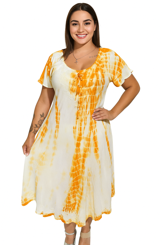 Vestido de dama con mangas amarillo