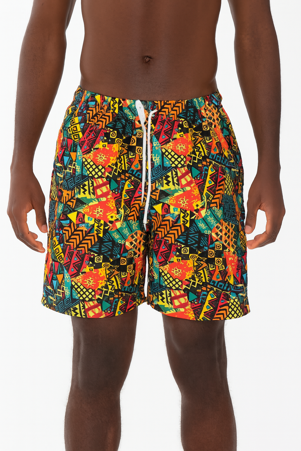 Set Conjunto Traje Afrodescendiente de 2 Piezas para Hombre (Camisa Cuello Chino + Short) Afrocaribeño
