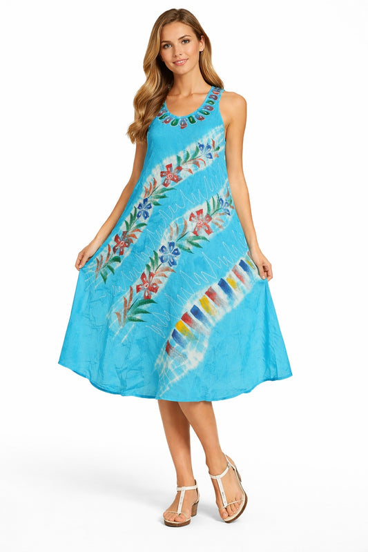 Vibrant Celeste Floral Tie-Dye Naira Dress