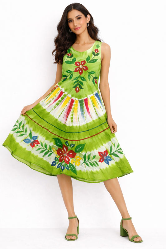 Zoya Light Green Multicolor Floral Print Dress