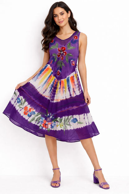 Zoya Multicolor Floral Print Purple Dress