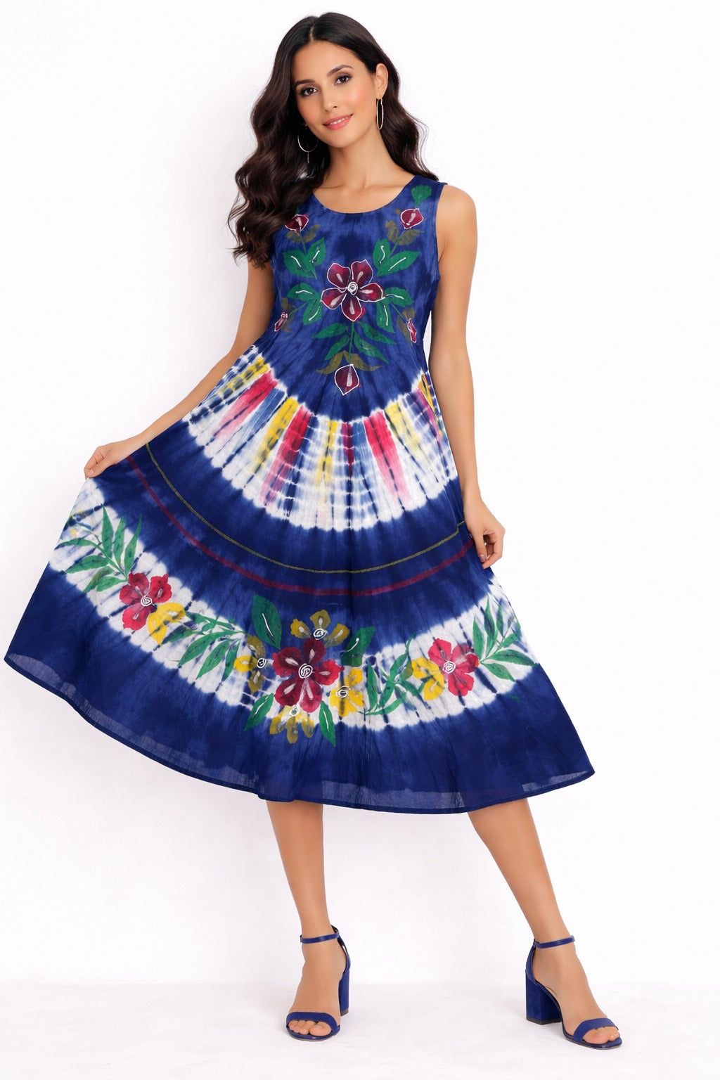 Zoya Multicolor Floral Print Blue Dress